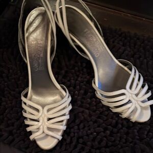 Salvatore Ferragamo White Strappy Heels